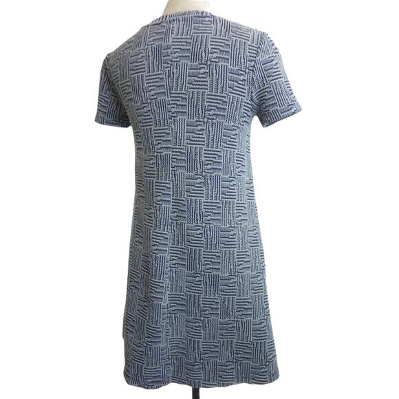 Zara ZARA Trafaluc Jacquard Basketweave A-Line Swing Short Sleeve Mini Dress S - Picture 3 of 6
